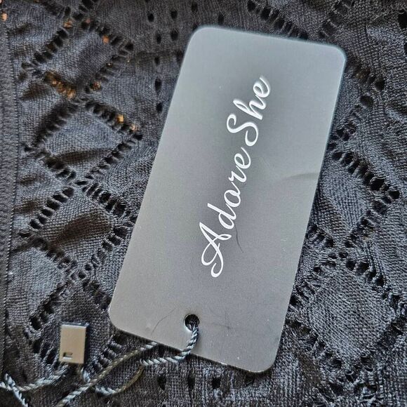 Adore she womens Sz S black lace bodysuit top - Picture 5 of 6